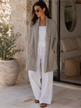 POKOLO Alpaca Blend Knit Open Cardigan Heathered Minimalist Cozy Sweater
